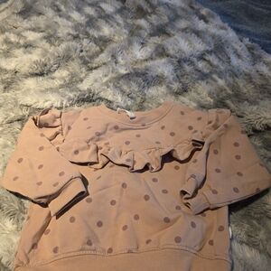 Quincy Mae Polka Dot Ruffle Kids Sweatshirt - Pink